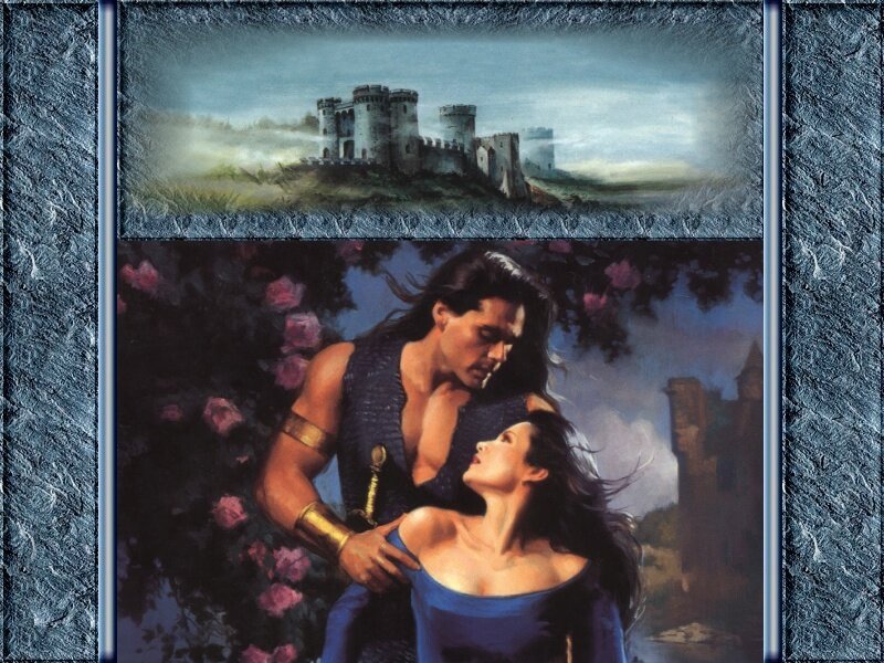 Man and Woman in Garden — Blue, Dramatic