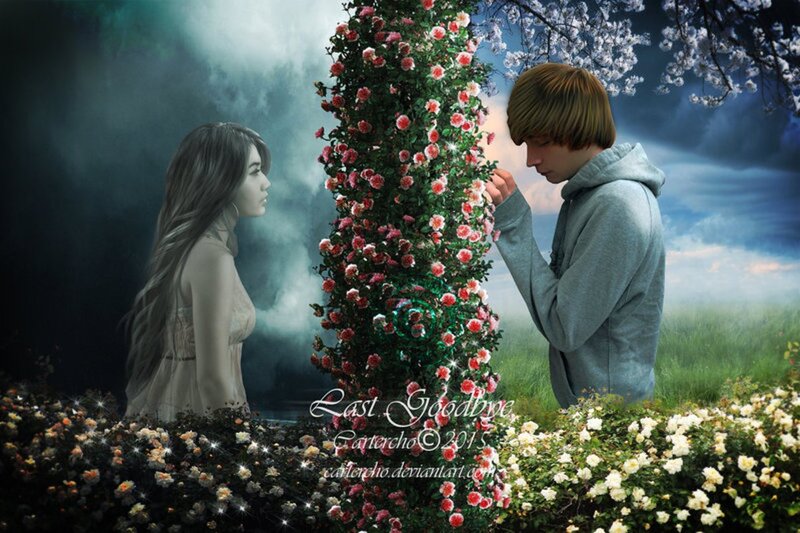 Man and Woman in Garden — Green, Dramatic, Spring