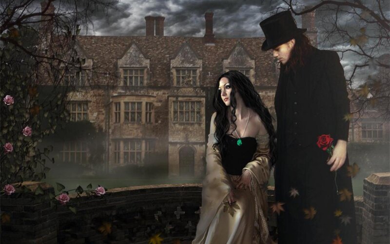 Man and Woman in Gothic Attire — Black