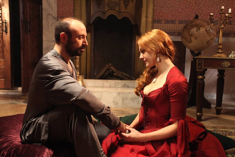man and woman in historical setting