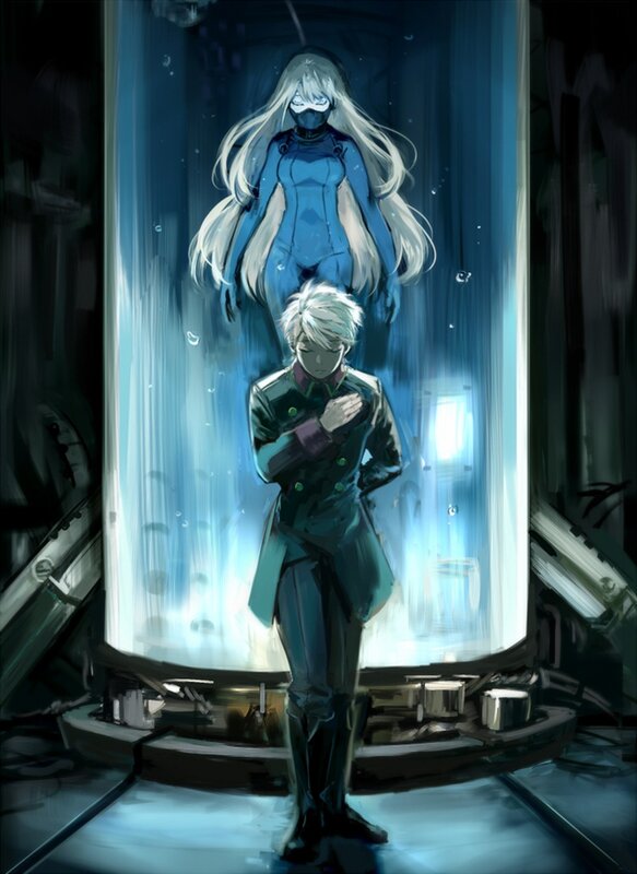 Man and Woman in Lab — Blue