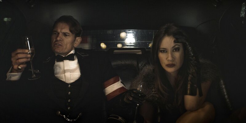 Man and woman in limo