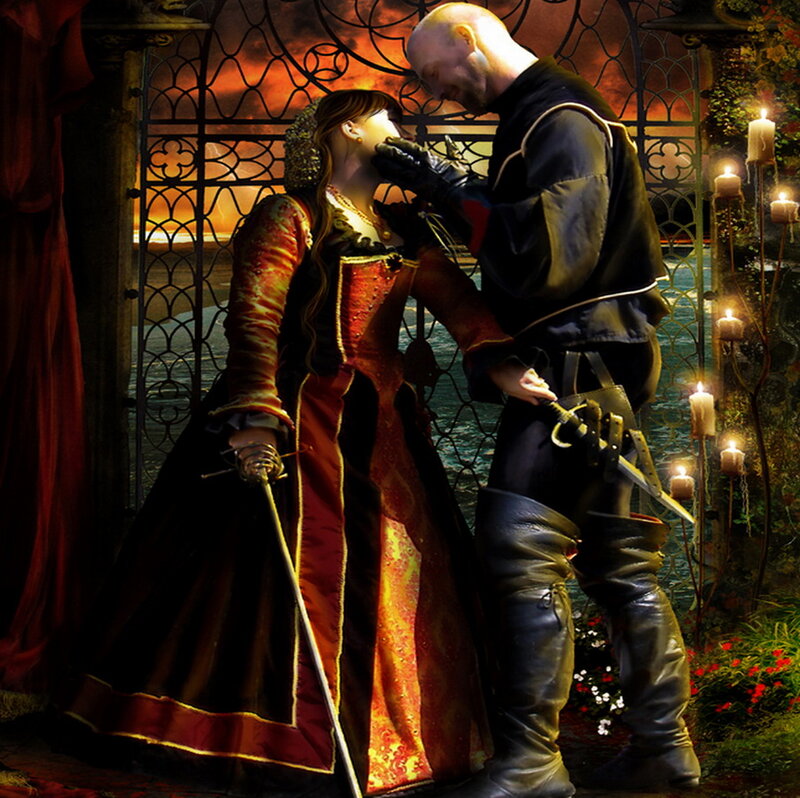 Man and Woman in Medieval Attire — Red