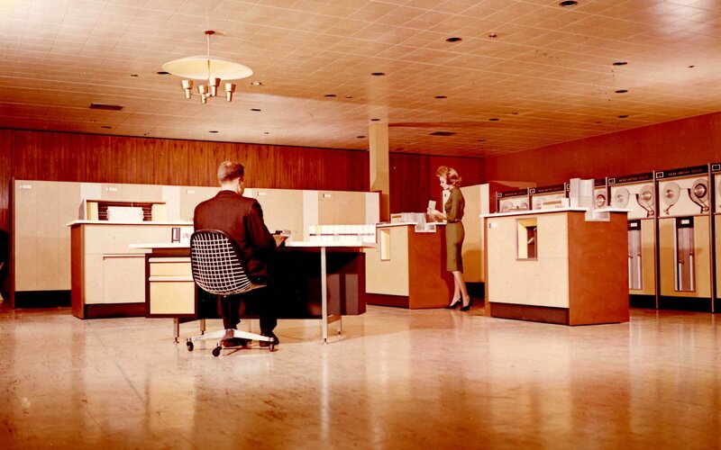 Man and Woman in Office — Brown, Professional, Photograph