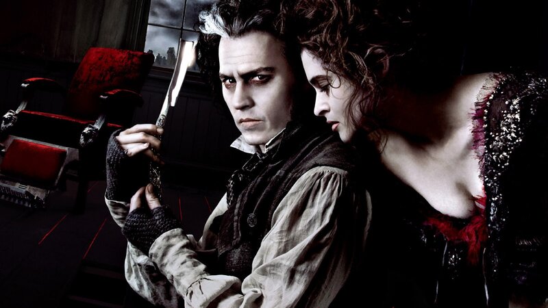 Man and Woman in Period Clothing — Black, Dramatic