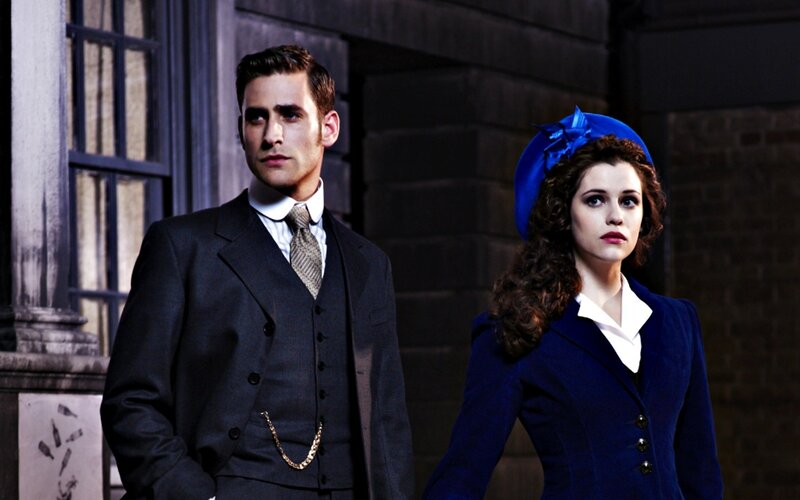 Man and Woman in Period Clothing — Blue