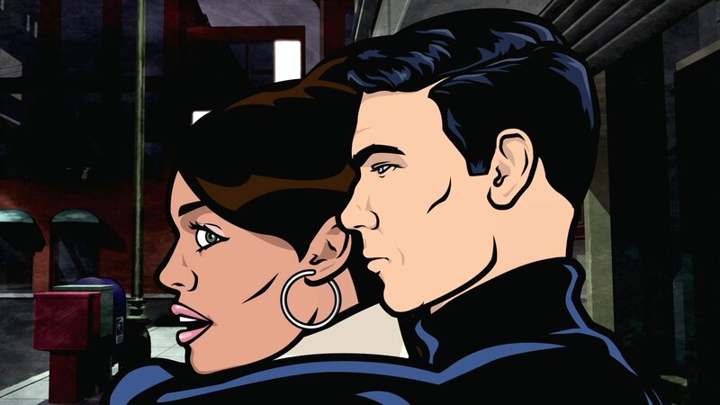 Man and Woman in Profile — Black, Dramatic, Night, Comic