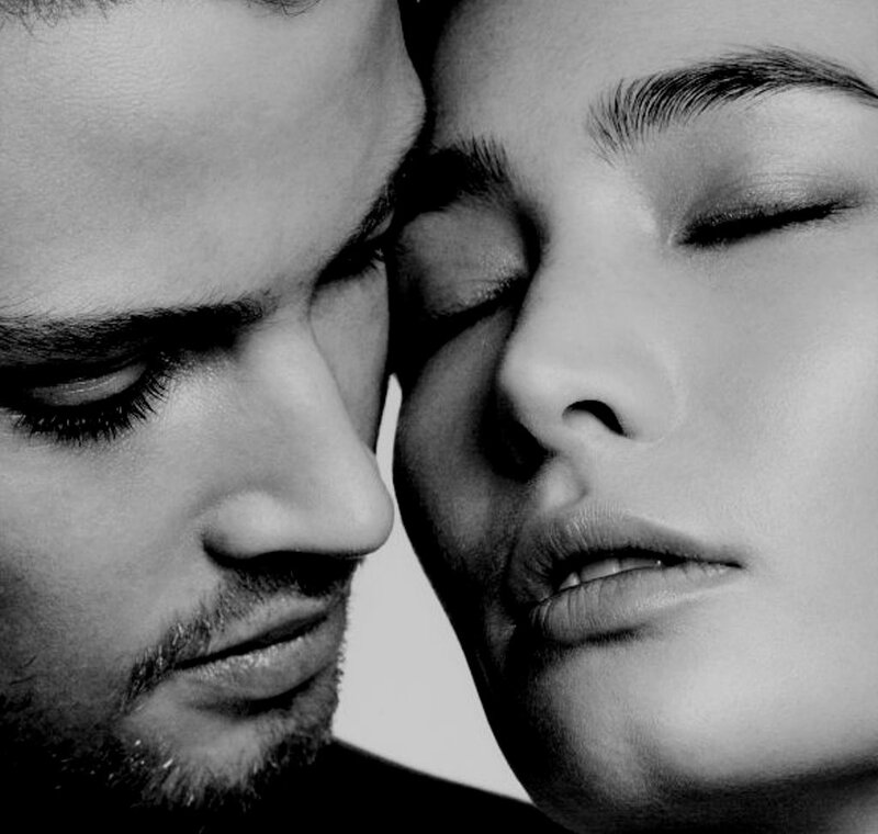 Man and Woman in Profile — Black, Intimate, Photograph