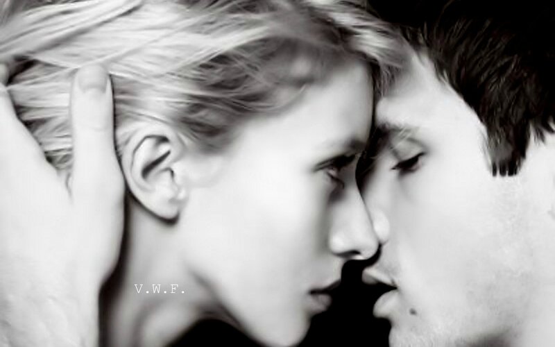 Man and Woman in Profile — Black, Intimate