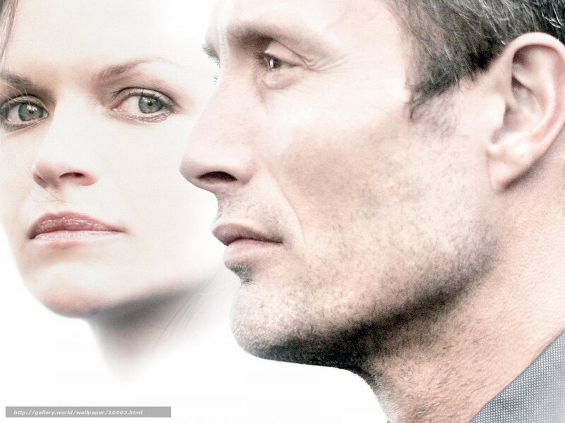 Man and Woman in Profile — White, Serious