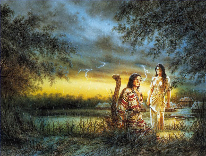 Man and Woman in Rain — Yellow, Dramatic
