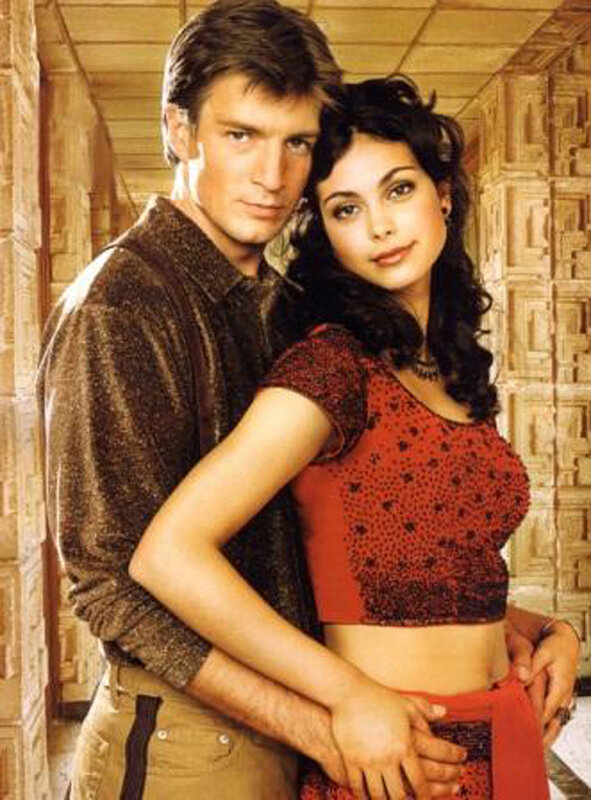 man and woman in red outfit