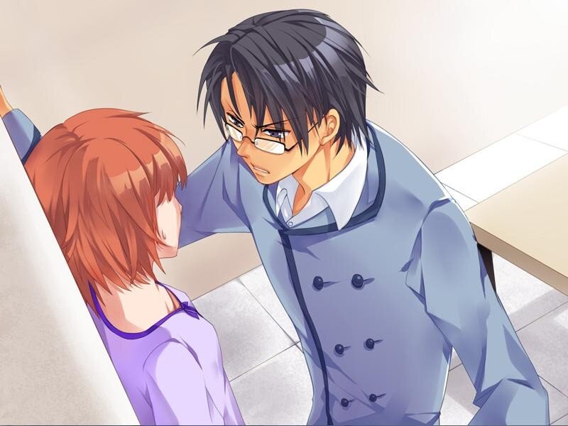 Man and Woman in Room — Blue, Dramatic, Anime