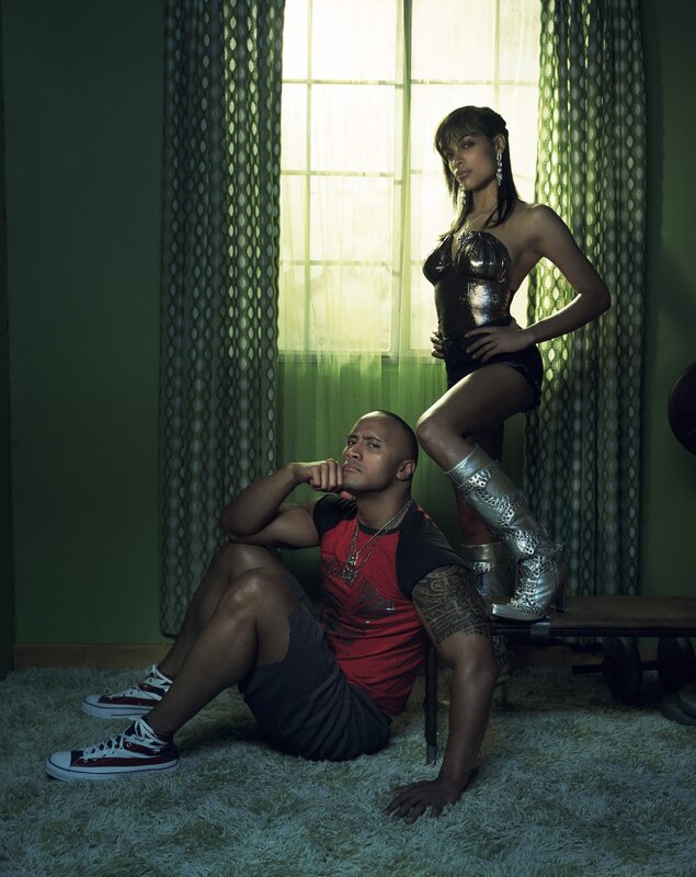 Man and Woman in Room — Green, Dramatic, Photograph