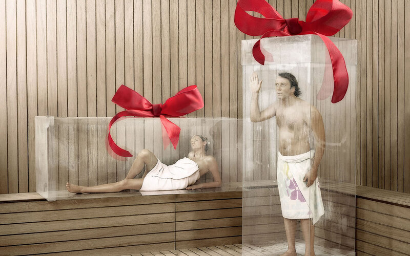 Man and Woman in Sauna