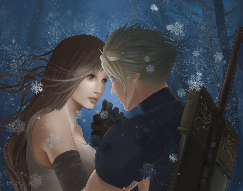 Man and Woman in Snow — Blue, Romantic