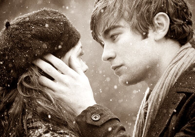 Man and Woman in Snow — Brown