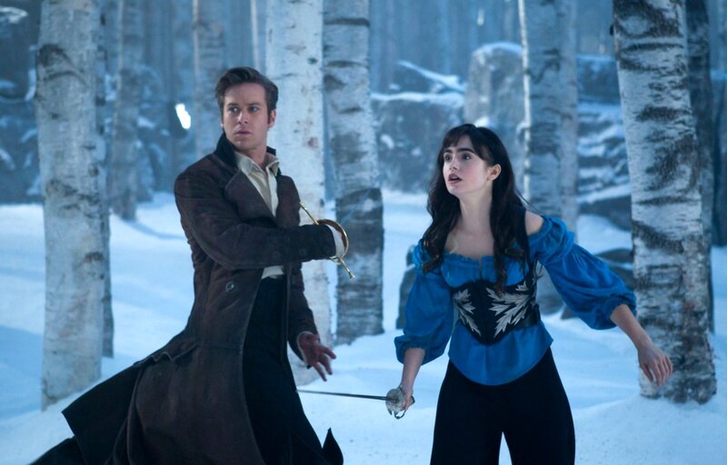 Man and woman in snowy forest