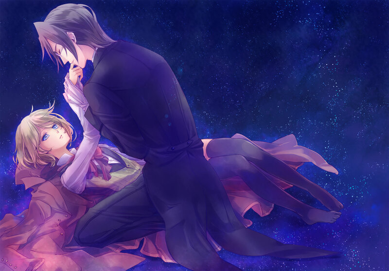 Man and Woman in Space — Blue, Dramatic, Night