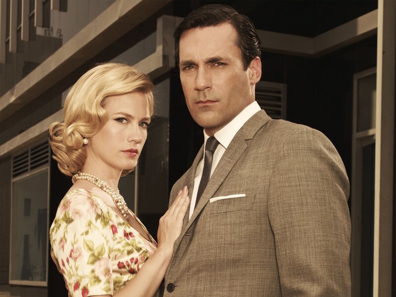 Man and Woman in Suits — Brown