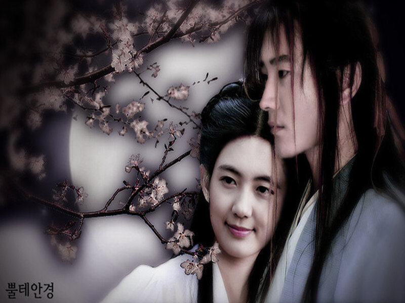 Man and Woman in Traditional Clothing — White, Romantic, Night