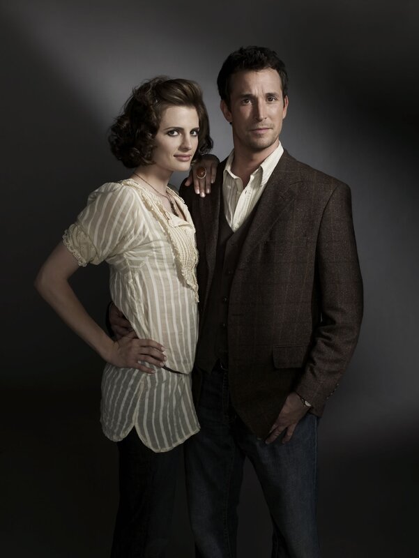 man and woman in vintage clothing