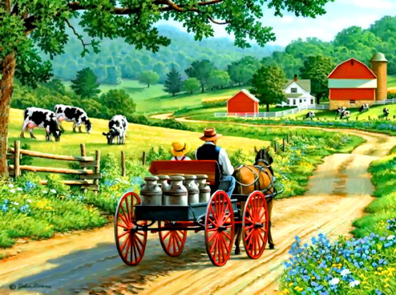 Man and Woman in Wagon