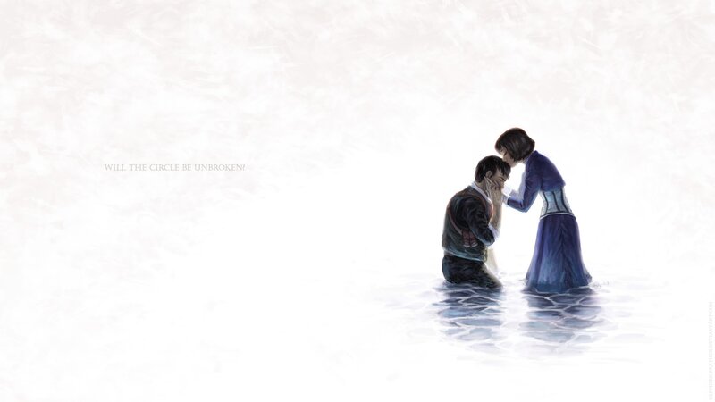 Man and Woman in Water — White