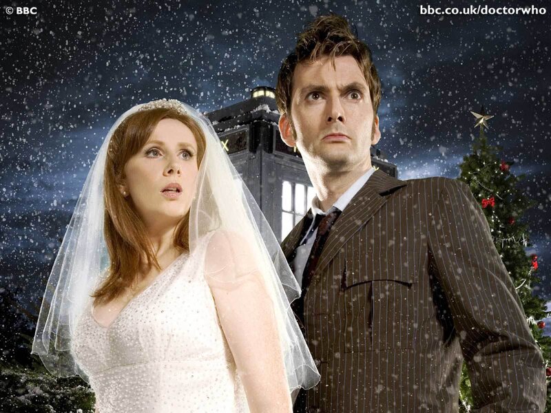 Man and Woman in Wedding Attire — White, Dramatic, Winter