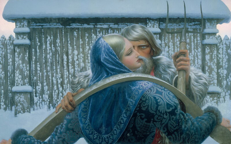 Man and Woman in Winter — Blue, Dramatic