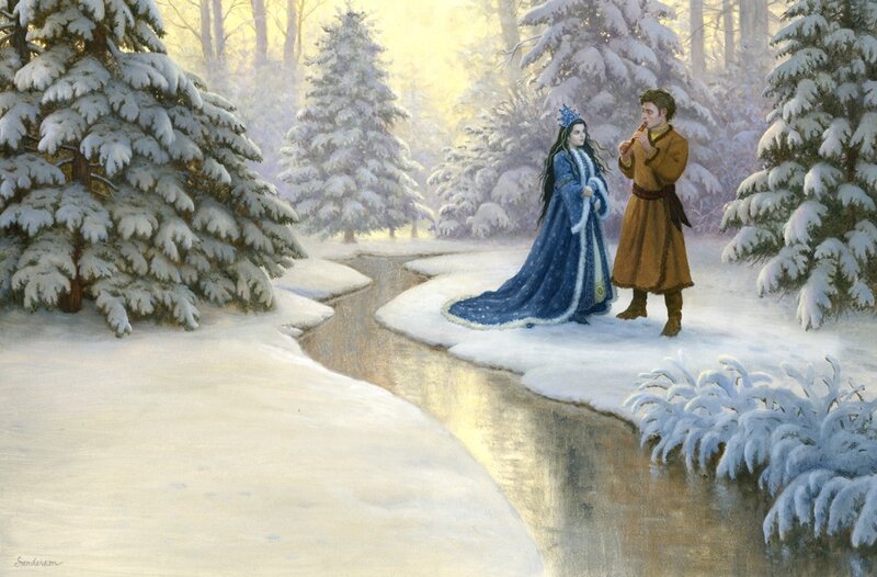 Man and Woman in Winter — White