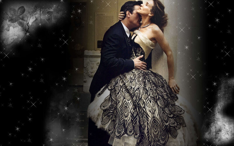 Man and Woman Kissing — Black, Romantic, Photograph