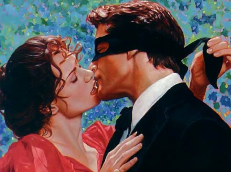 Man and Woman Kissing — Red