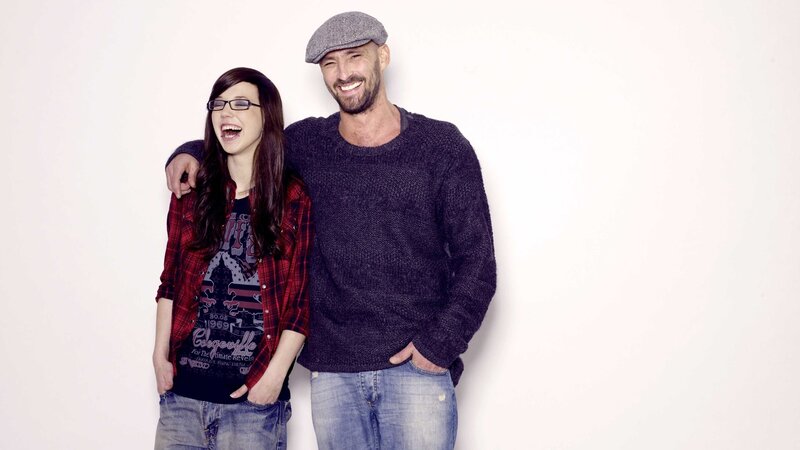 Man and Woman Laughing — White, Happy
