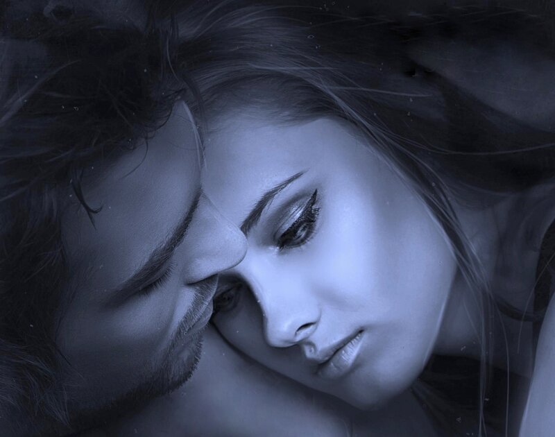Man and Woman Lying — Blue