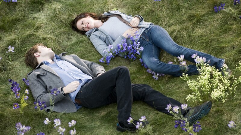 Man and Woman Lying in Grass — Green