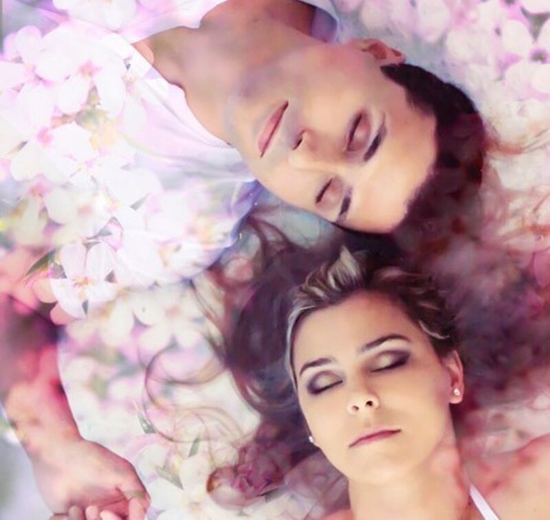 Man and Woman Lying — Pink