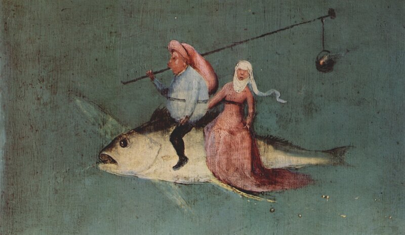 Man and woman on a fish