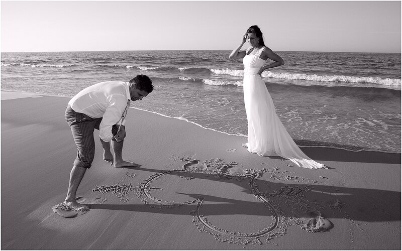 Man and Woman on Beach — Black, Serene