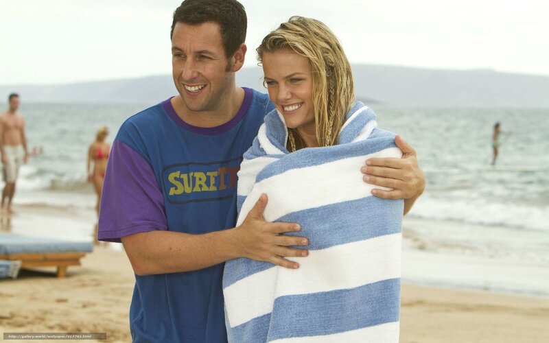 Man and Woman on Beach — Blue, Happy