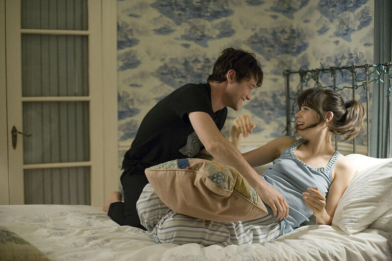 Man and Woman on Bed — Blue, Playful