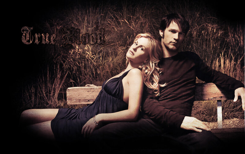 Man and Woman on Bench — Black