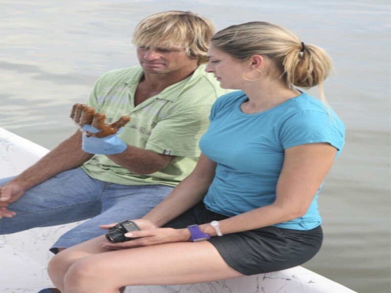 Man and Woman on Boat — Blue