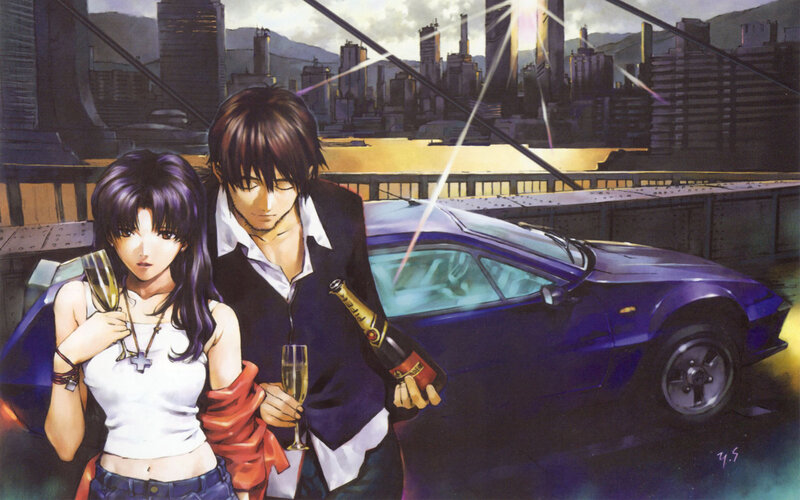Man and Woman on Bridge — Purple