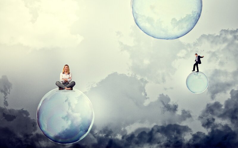 Man and Woman on Bubbles