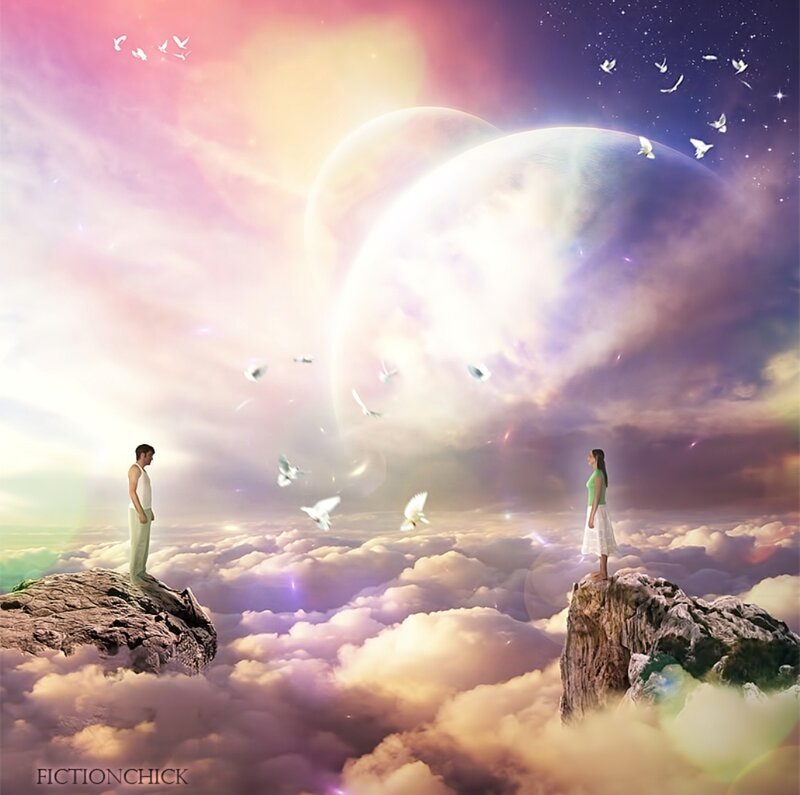 Man and Woman on Cliffs — Purple