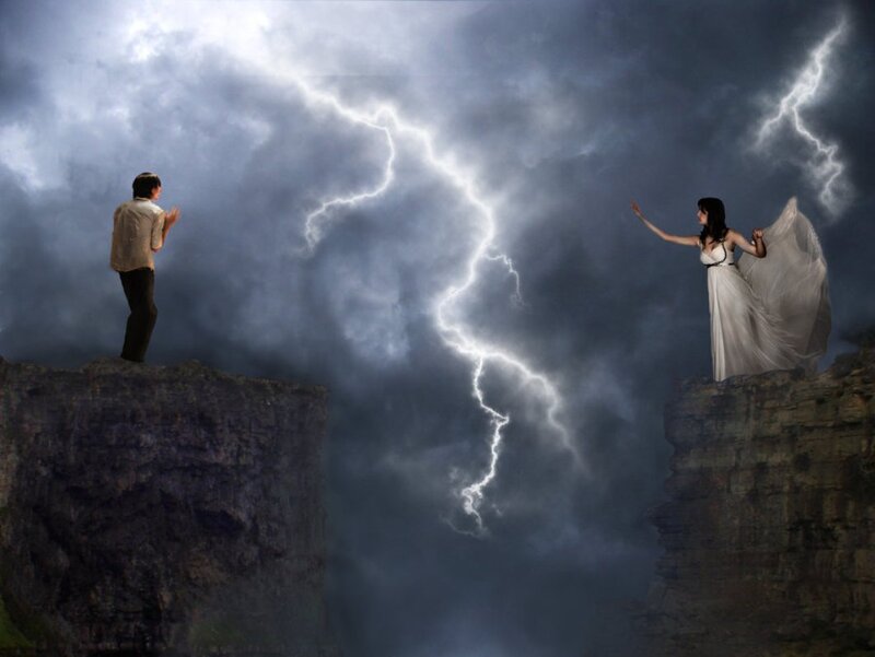 Man and Woman on Cliffs