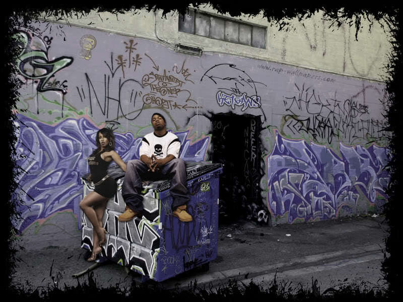 Man and Woman on Dumpster