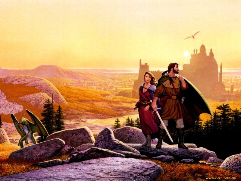 Man and Woman on Hill — Yellow