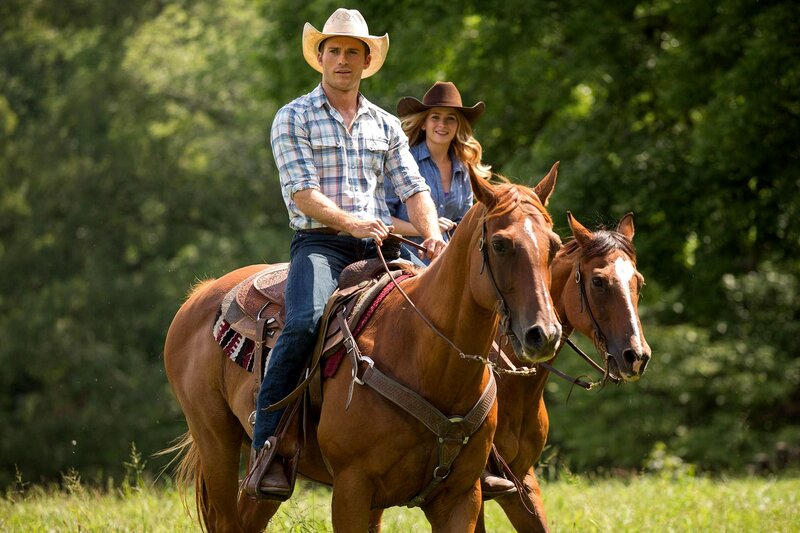 Man and Woman on Horses — Brown